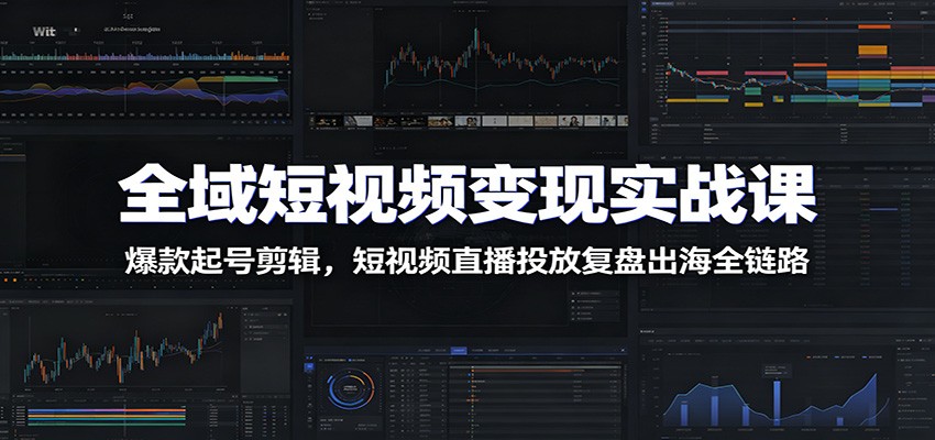 全域短视频变现实战课：爆款起号剪辑，短视频直播投放复盘出海全链路-我爱项目网