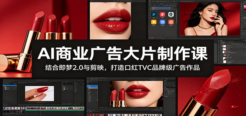 AI商业广告大片制作课：结合即梦2.0与剪映，打造口红TVC品牌级广告作品-我爱项目网