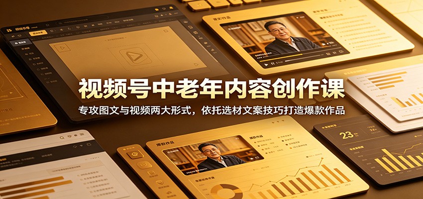 视频号中老年内容创作课：专攻图文与视频两大形式，依托选材文案技巧打造爆款作品-我爱项目网