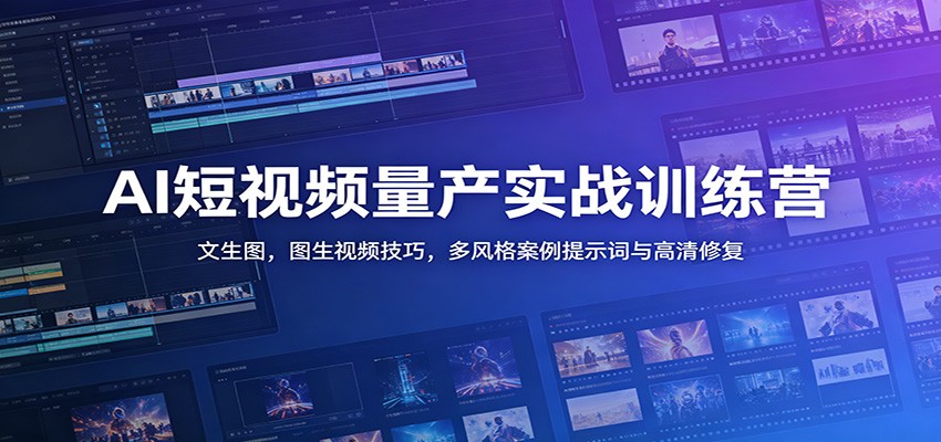 AI短视频量产实战训练营：文生图，图生视频技巧，多风格案例提示词与高清修复-我爱项目网