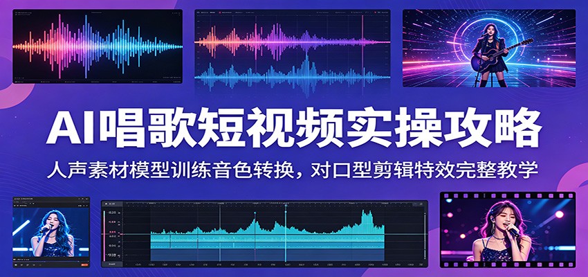 AI唱歌短视频实操攻略:人声素材模型训练音色转换,对口型剪辑特效完整教学-我爱项目网