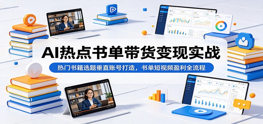 AI热点书单带货变现实战：热门书籍选题垂直账号打造，书单短视频盈利全流程-我爱项目网