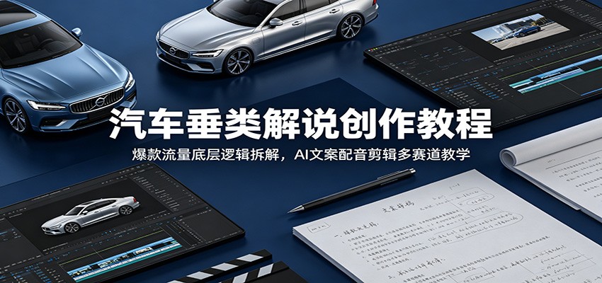汽车垂类解说创作教程:爆款流量底层逻辑拆解,AI文案配音剪辑多赛道教学-我爱项目网