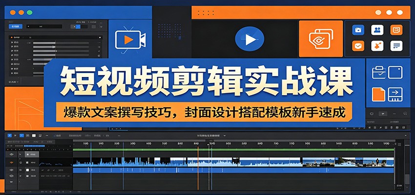 短视频剪辑实战课：爆款文案撰写技巧，封面设计搭配模板新手速成-我爱项目网