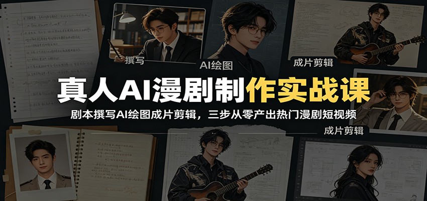 真人AI漫剧制作实战课：剧本撰写AI绘图成片剪辑，三步从零产出热门漫剧短视频-我爱项目网