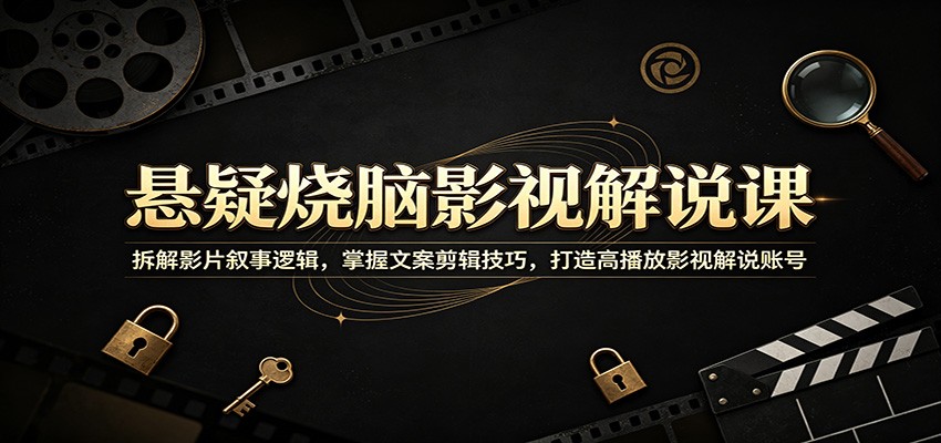 悬疑烧脑影视解说课:拆解影片叙事逻辑,掌握文案剪辑技巧,打造高播放影视解说账号-我爱项目网