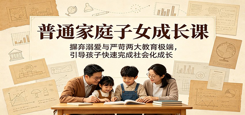 普通家庭子女成长课:摒弃溺爱与严苛两大教育极端,引导孩子快速完成社会化成长-我爱项目网