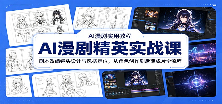 AI漫剧精英实战课:剧本改编镜头设计与风格定位,从角色创作到后期成片全流程-我爱项目网
