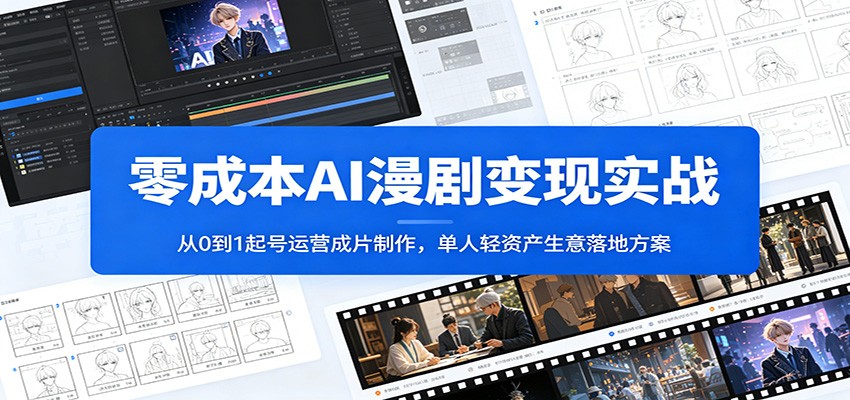零成本AI漫剧变现实战：从0到1起号运营成片制作，单人轻资产生意落地方案-我爱项目网