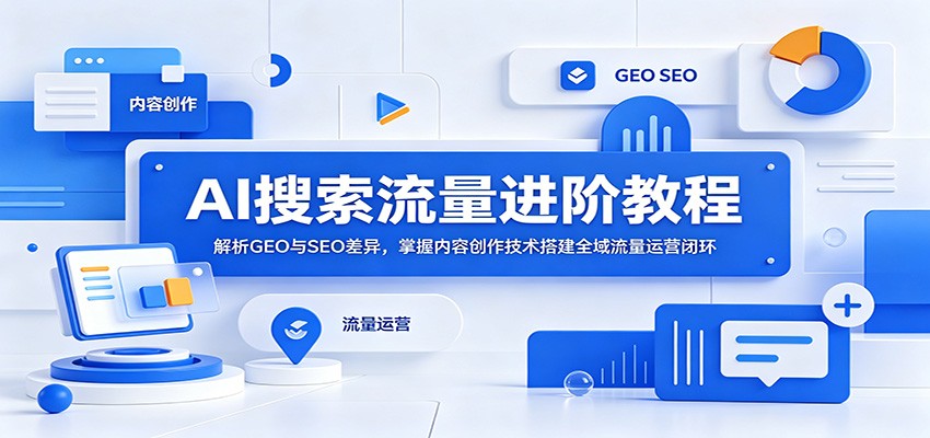 AI搜索流量进阶教程：解析GEO与SEO差异，掌握内容创作技术搭建全域流量运营闭环-我爱项目网