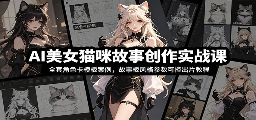 AI美女猫咪故事创作实战课：全套角色卡模板案例，故事板风格参数可控出片教程-我爱项目网