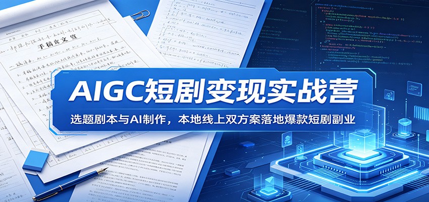 AIGC短剧变现实战营：选题剧本与AI制作，本地线上双方案落地爆款短剧副业-我爱项目网
