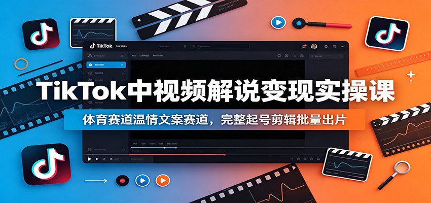 TikTok中视频解说变现实操课：体育赛道温情文案赛道，完整起号剪辑批量出片-我爱项目网