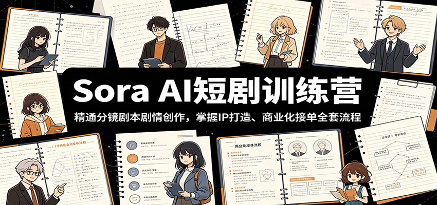 Sora AI短剧训练营：精通分镜剧本剧情创作，掌握IP打造、商业化接单全套流程-我爱项目网