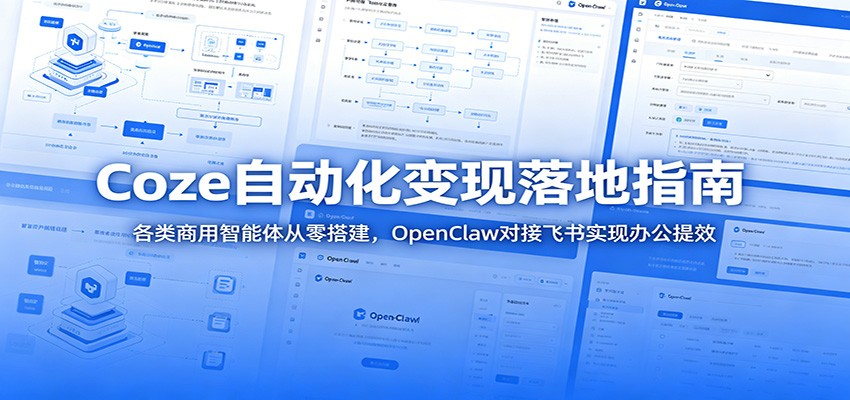 Coze自动化变现落地指南：各类商用智能体从零搭建，OpenClaw对接飞书实现办公提效-我爱项目网