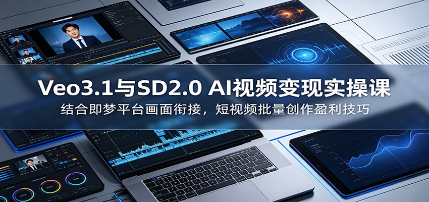 Veo3.1与SD2.0 AI视频变现实操课课：结合即梦平台画面衔接，短视频批量创作盈利技巧-我爱项目网