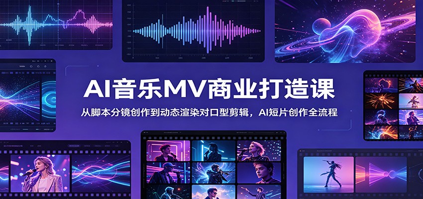 AI音乐MV商业打造课：从脚本分镜创作到动态渲染对口型剪辑，AI短片创作全流程-我爱项目网