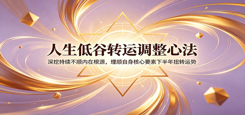 人生低谷转运调整心法：深挖持续不顺内在根源，理顺自身核心要素下半年扭转运势-我爱项目网