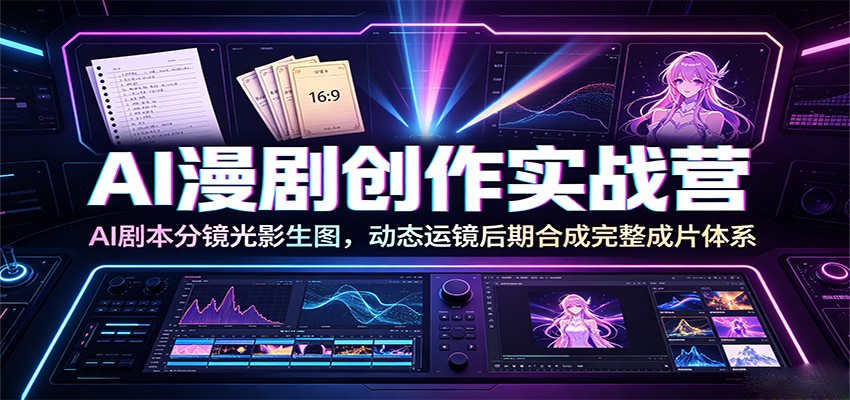 AI漫剧创作实战营：AI剧本分镜光影生图，动态运镜后期合成完整成片体系-我爱项目网