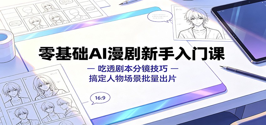 零基础AI漫剧新手入门课：吃透剧本分镜技巧，搞定人物场景批量出片-我爱项目网