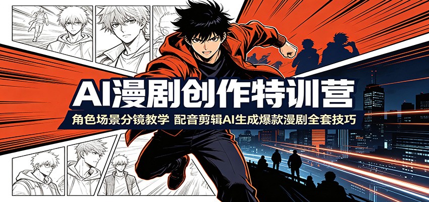 AI漫剧创作特训营：角色场景分镜教学，配音剪辑AI生成爆款漫剧全套技巧-我爱项目网