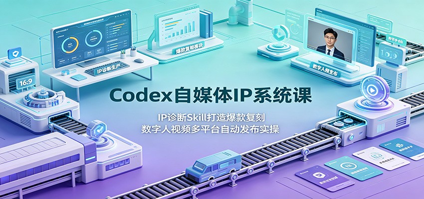 Codex自媒体IP系统课：IP诊断Skill打造爆款复刻，数字人视频多平台自动发布实操-我爱项目网