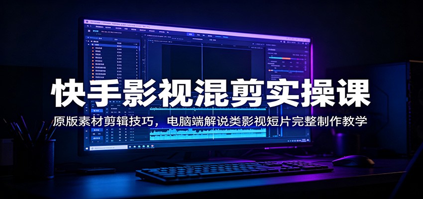 快手影视混剪实操课：原版素材剪辑技巧，电脑端解说类影视短片完整制作教学-我爱项目网