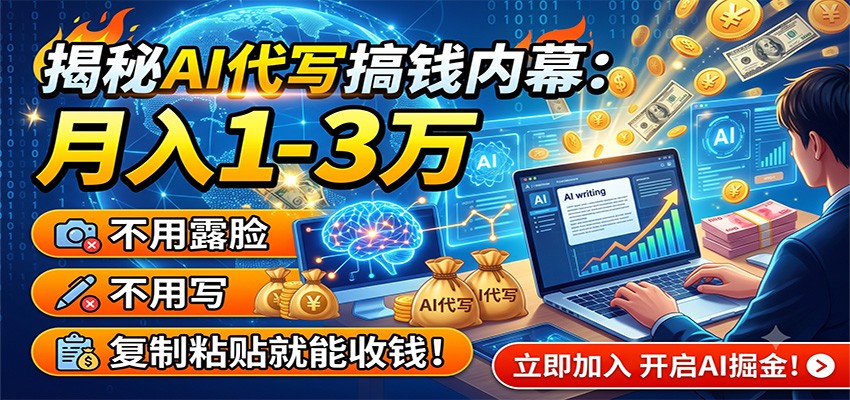 揭秘AI代写搞钱内幕：月入1-3万，不用露脸不用写，复制粘贴就能收钱！-我爱项目网