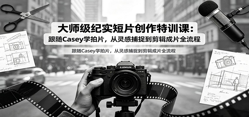 大师级纪实短片创作特训课：跟随Casey学拍片，从灵感捕捉到剪辑成片全流程-我爱项目网