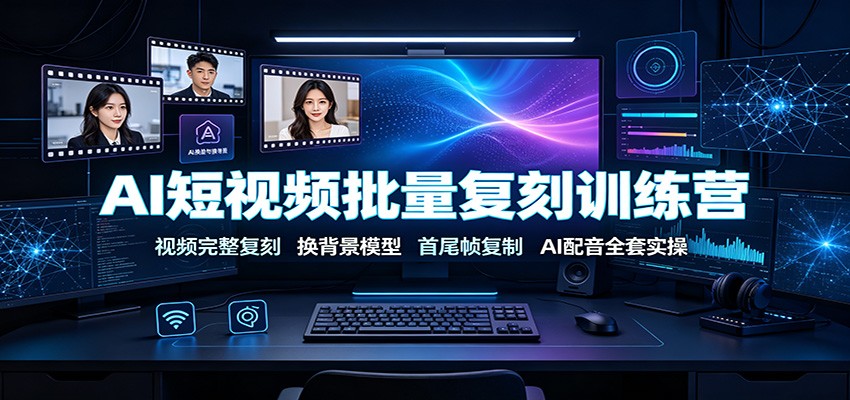 AI短视频批量复刻训练营：视频完整复刻，换背景模型、首尾帧复制、AI配音全套实操-我爱项目网