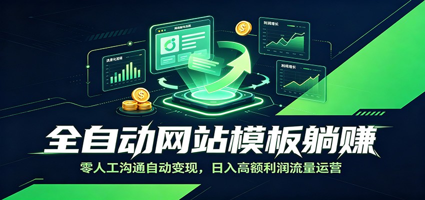全自动网站模板躺赚：零人工沟通自动变现，日入高额利润流量运营-我爱项目网
