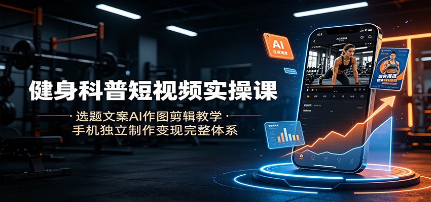 健身科普短视频实操课：选题文案AI作图剪辑教学，手机独立制作变现完整体系-我爱项目网