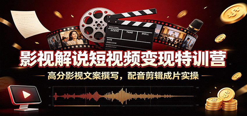 影视解说短视频变现特训营：高分影视文案撰写，配音剪辑成片实操-我爱项目网