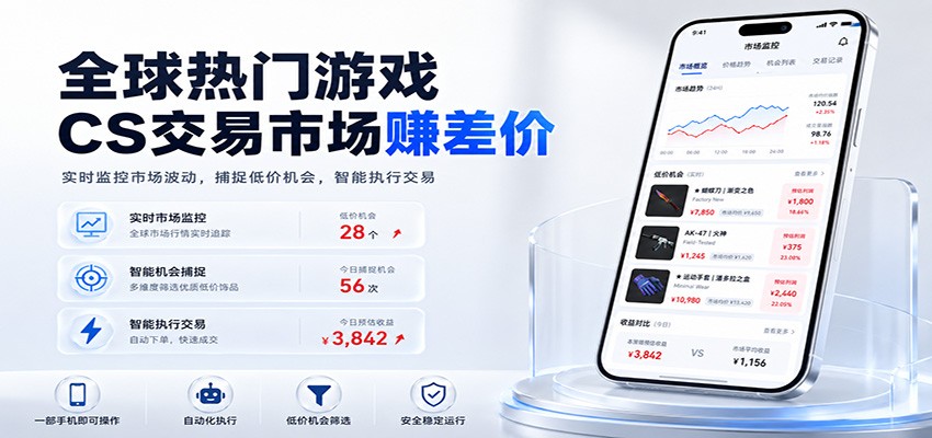 全球热门游戏CS交易市场赚差价，一个账号一部手机即可稳定运行，月入过万-我爱项目网