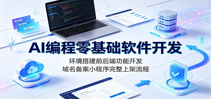 AI编程零基础软件开发：环境搭建前后端功能开发，域名备案小程序完整上架流程-我爱项目网