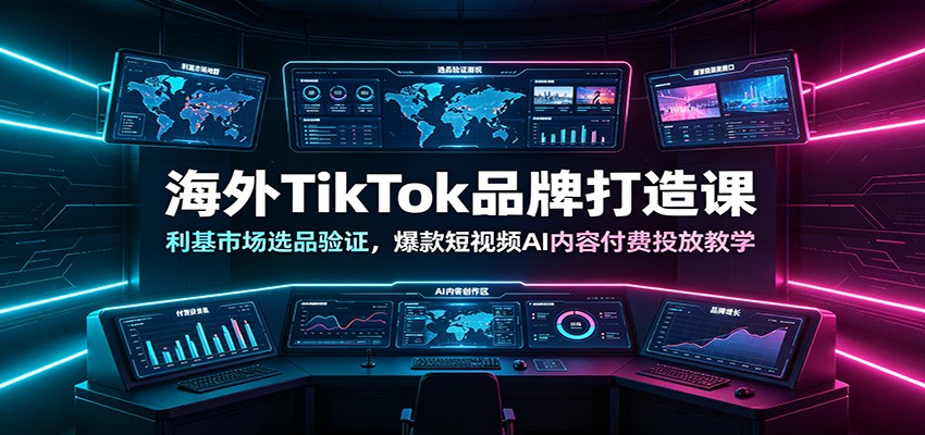 海外TikTok品牌打造课：利基市场选品验证，爆款短视频AI内容付费投放教学-我爱项目网