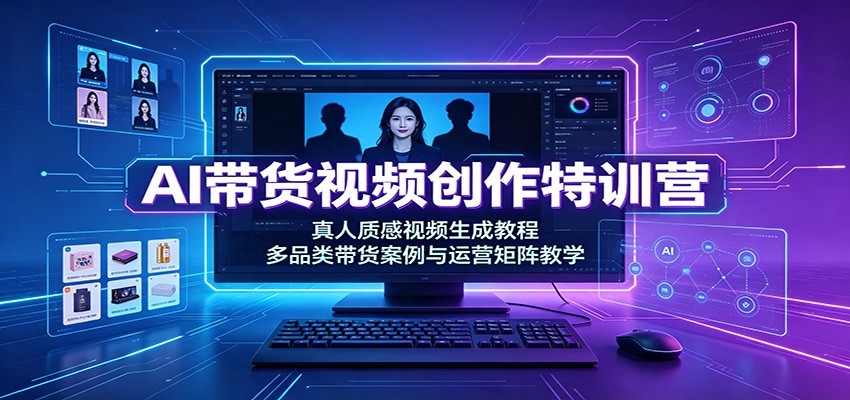 AI带货视频创作特训营:真人质感视频生成教程,多品类带货案例与运营矩阵教学-我爱项目网