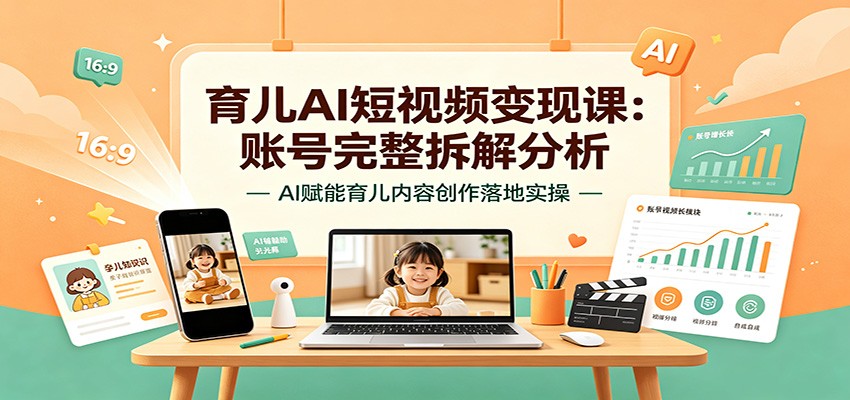 育儿AI短视频变现课：账号完整拆解分析，AI赋能育儿内容创作落地实操-我爱项目网