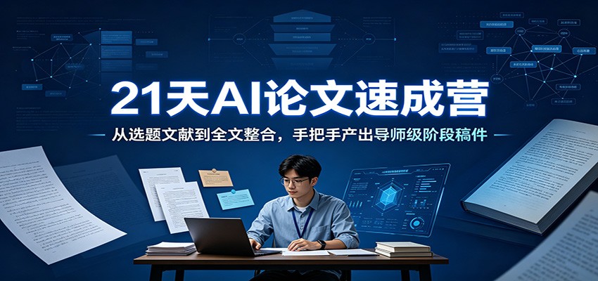 21天AI论文速成营：从选题文献到全文整合，手把手产出导师级阶段稿件-我爱项目网