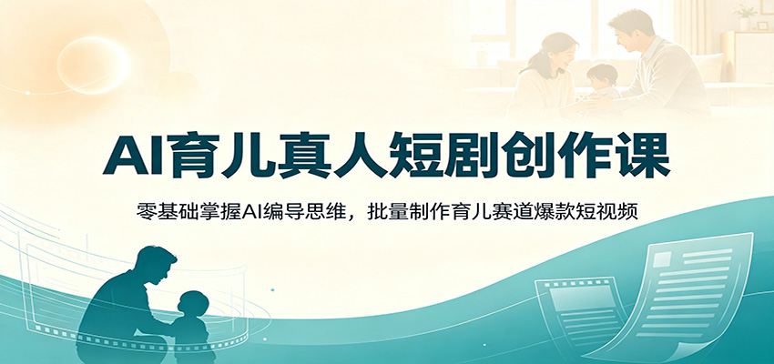 AI育儿真人短剧创作课：零基础掌握AI编导思维，批量制作育儿赛道爆款短视频-我爱项目网