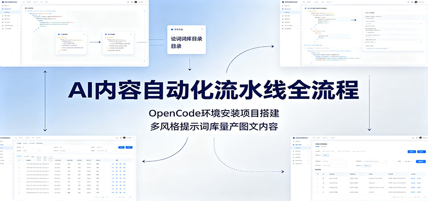 AI内容自动化流水线全流程：OpenCode环境安装项目搭建，多风格提示词库量产图文内容-我爱项目网