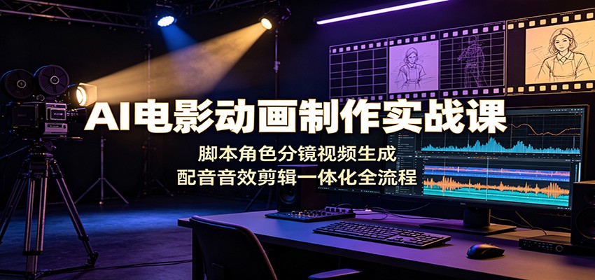 AI电影动画制作实战课：脚本角色分镜视频生成，配音音效剪辑一体化全流程-我爱项目网