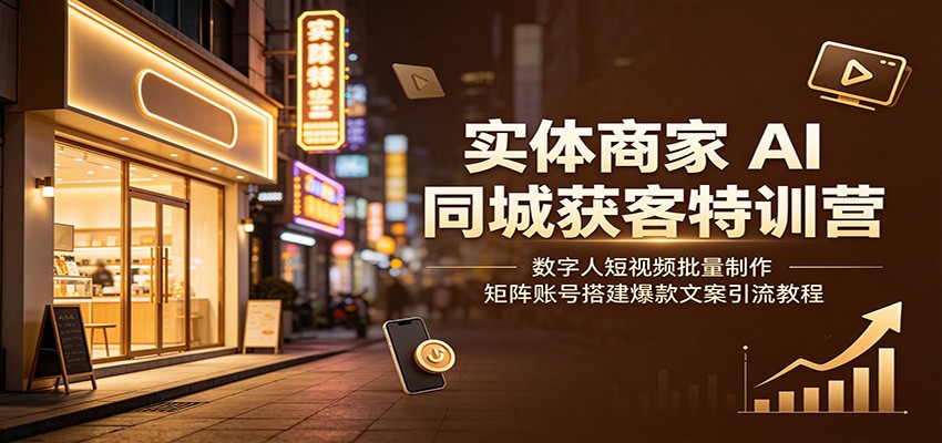 实体商家AI同城获客特训营：数字人短视频批量制作，矩阵账号搭建爆款文案引流教程-我爱项目网