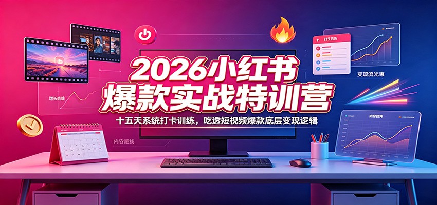 2026小红书爆款实战特训营:十五天系统打卡训练,吃透短视频爆款底层变现逻辑-我爱项目网