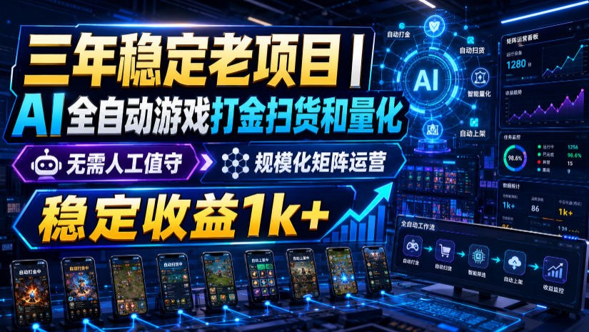 稳定三年的海外游戏全自动搬砖玩法，日入千元，无脑操作！-我爱项目网