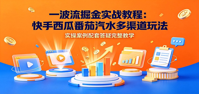 一波流掘金实战教程：快手西瓜番茄汽水多渠道玩法，实操案例配套答疑完整教学-我爱项目网