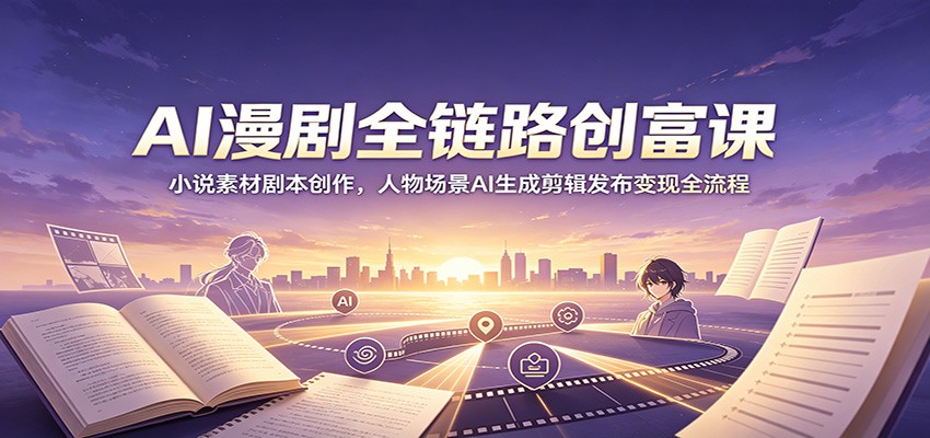 AI漫剧全链路创富课：小说素材剧本创作，人物场景AI生成剪辑发布变现全流程-我爱项目网