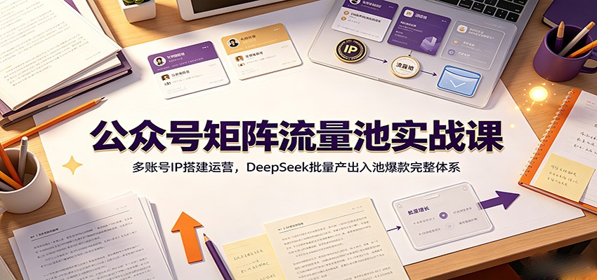 公众号矩阵流量池实战课：多账号IP搭建运营，DeepSeek批量产出入池爆款完整体系-我爱项目网