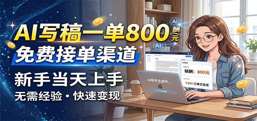 AI写稿一单800，免费接单渠道，一单一结几十到上千，新手当天上手-我爱项目网