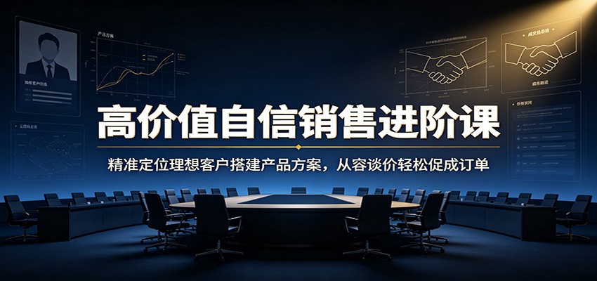 高价值自信销售进阶课：精准定位理想客户搭建产品方案，从容谈价轻松促成订单-我爱项目网